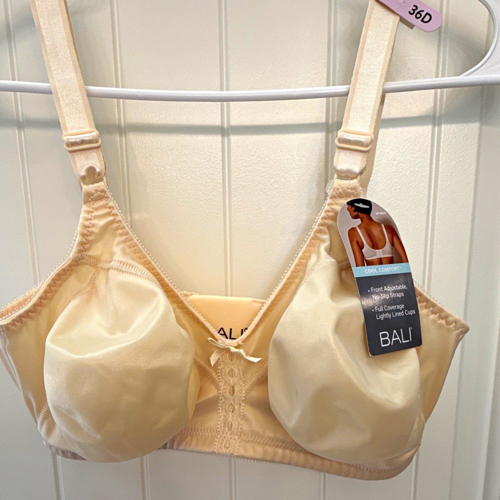 Bali Cool Comfort Wireless Full Coverage Lightly Lined Bra Beige 36D DF3820 NWT